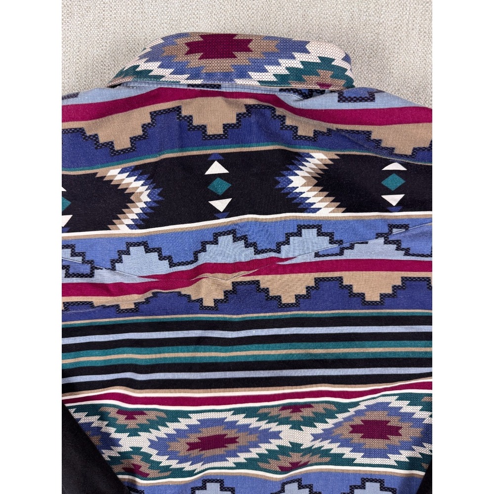 Vtg 90s Wrangler Cowboy Cut Aztec Western Shirt 17.5 x 35 X-Long Tail USA - Picture 12 of 12